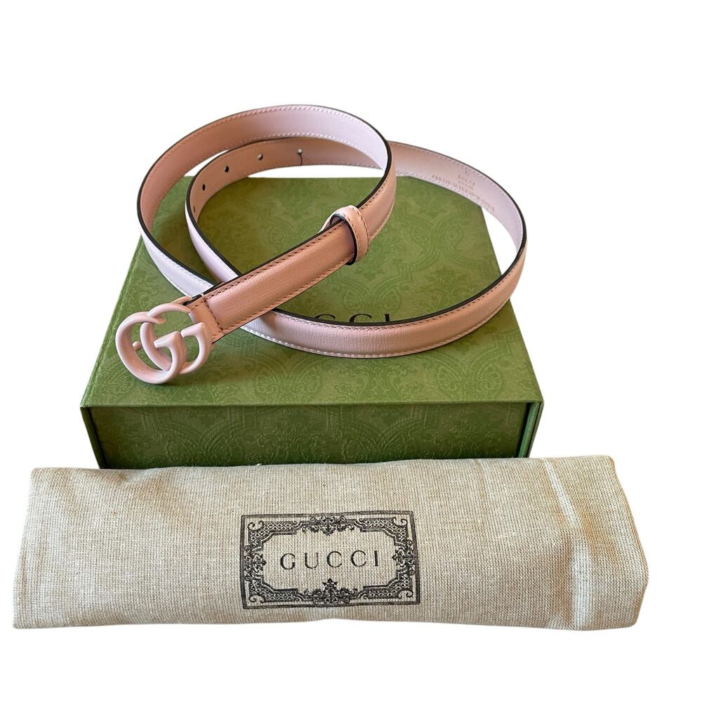 NEW GUCCI BELT Pink Marmont GG Leather Thin 409417 Sz 100 Cm 39 In - Picture 12 of 16